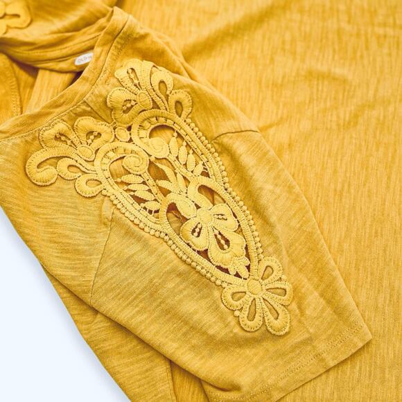 Old Navy Yellow Cold Shoulder Tee Girls XL Women S Lace Boho Top - Picture 3 of 8